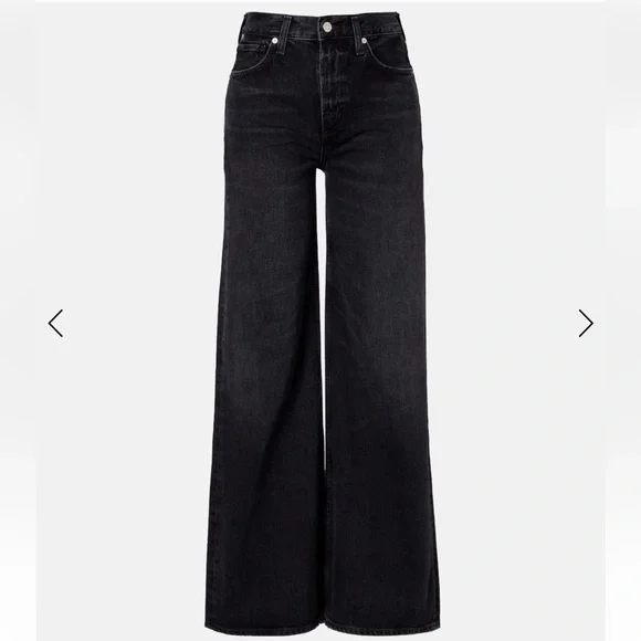 Citizens of Humanity Paloma Hi- Rise Wide Leg Baggy Black Jeans, Size 31